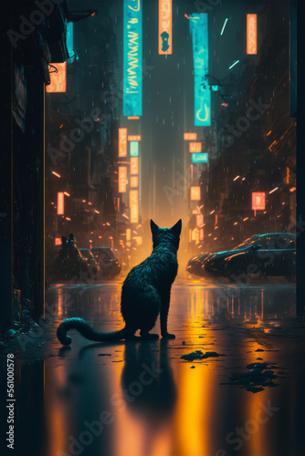 Cyberpunk Cat AI Generated