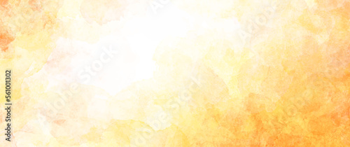 Yellow and orange summer vector watercolor background. Hand drawn wallpaper design for cards, flyers, poster, banner, cover design, invitation cards, prints. Summer heat illustration for design.