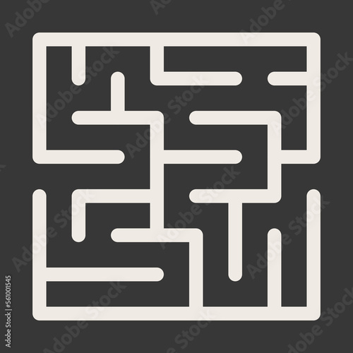 Abstract maze. Find right way. Isolated simple square maze black line on white background. Vector illustration.