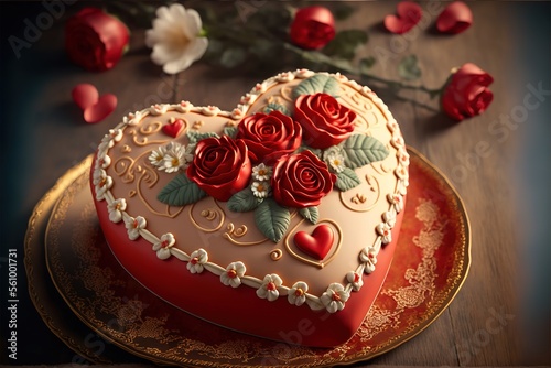 Heart Cake Cream Generative AI
