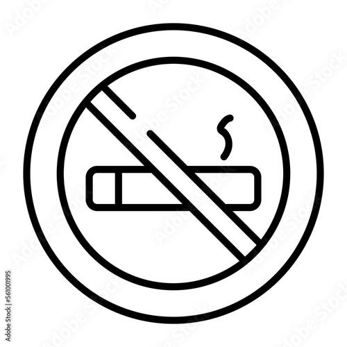 No smoking sign icon, cigarette with forbidden sign vector
