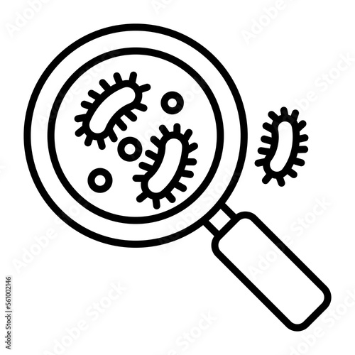 Bacteria with magnifier vector, well design icon of virus scan