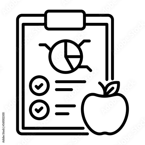 Clipboard and apple concept of diet plan vector, customizable design