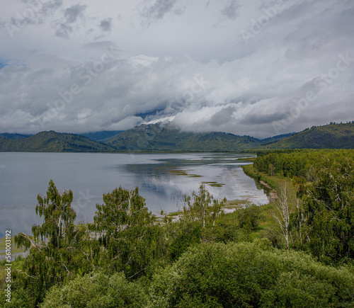 lake in the mountains in the morning