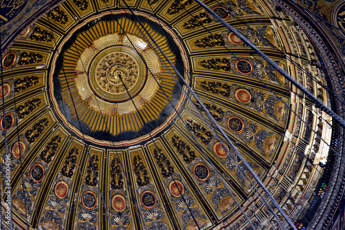 Photography Details of interiors of the dome of The great mosque of Muhammad Ali Pasha or Al