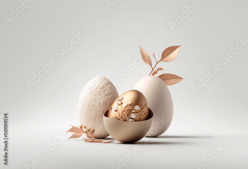 Easter decoration beige, Generative AI photo