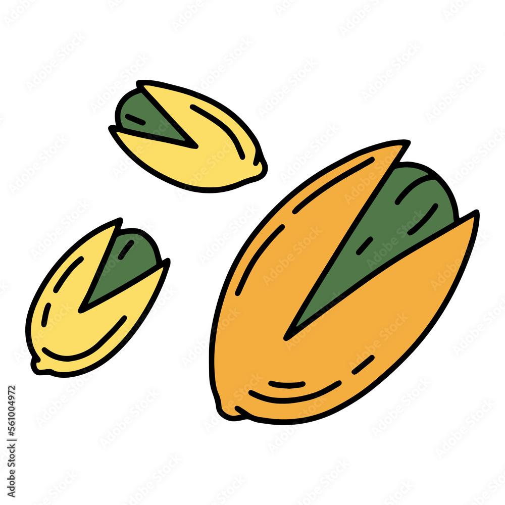 Pistachio nut simple linear cartoon icon in doodle style, vector illustration