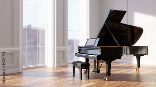 Classic grand piano in classical style room interior photo