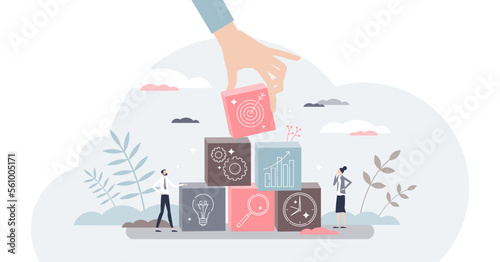 Objective for business as successful target aim results tiny person concept, transparent background. Company goal achievement after precise, efficient and planned work strategy illustration.