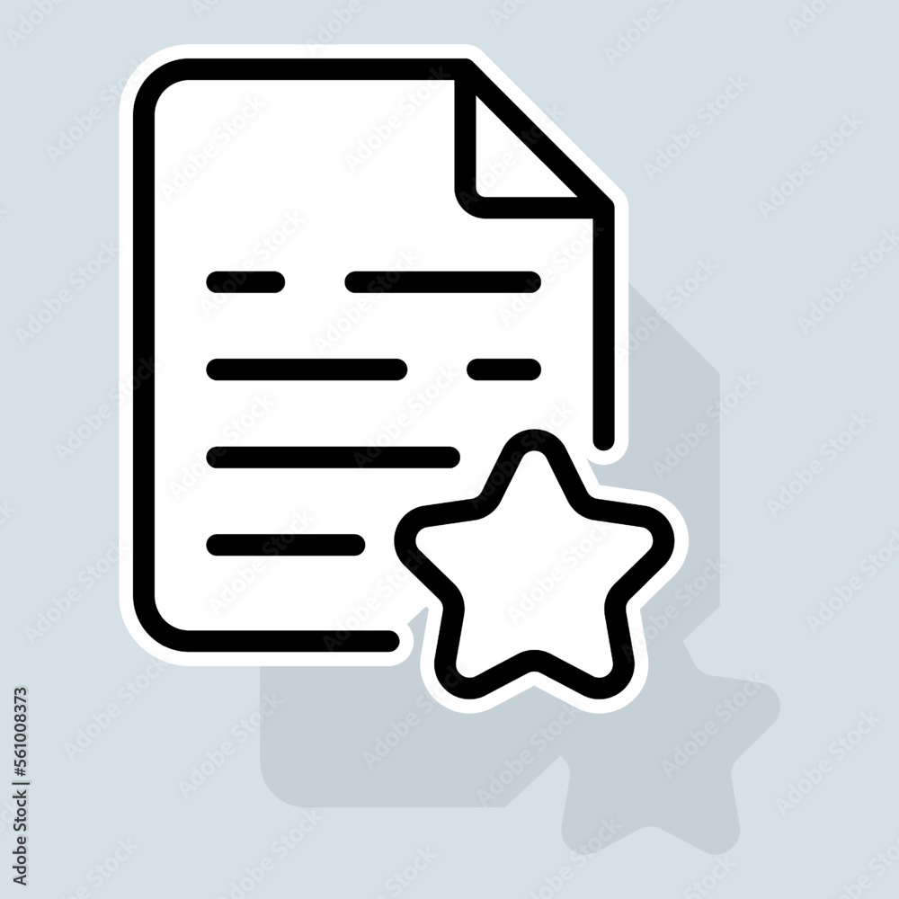 File with star line icon. Like, dislike, clipboard with thumbs up, rate the service, clipboard with checkmark, rating, . Feedback concept. Vector sticker line icon on white background File with star line icon. Like, dislike, clipboard with thumbs up, rate the service, clipboard with checkmark, rating, . Feedback concept. Vector sticker line icon on white background