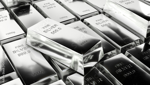 Silver bars 1000 grams pure Silver,business investment and wealth concept.wealth of Silver,3d rendering
