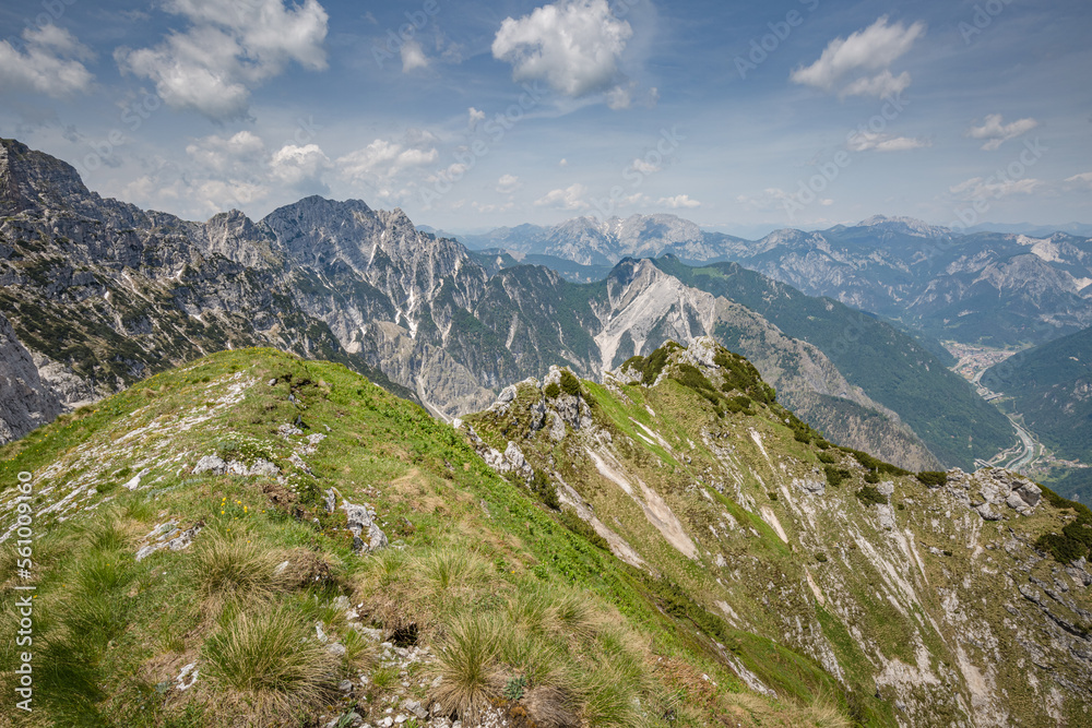 Beautiful mountain trail Monte Montusel in Friuli-Venezia Giulia, Italy
