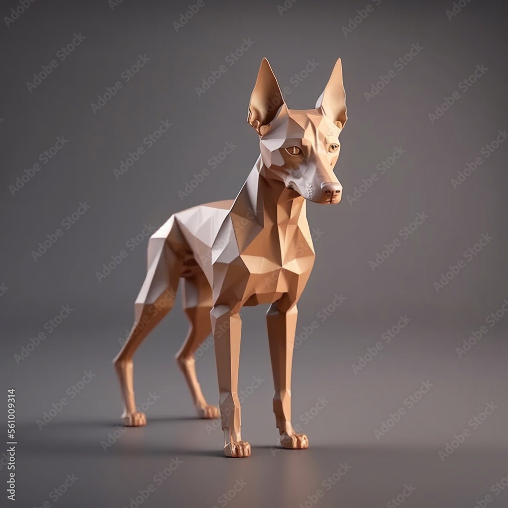 cute puppy, pharaoh hound, 3d character