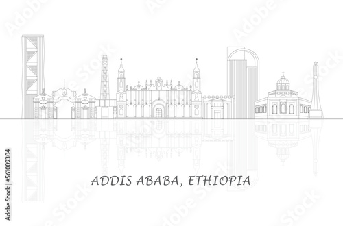 Outline Skyline panorama of city of Addis Ababa  Ethiopia - vector illustration