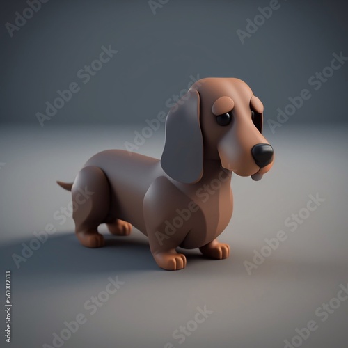 cute puppy  haired dachshund  3d character