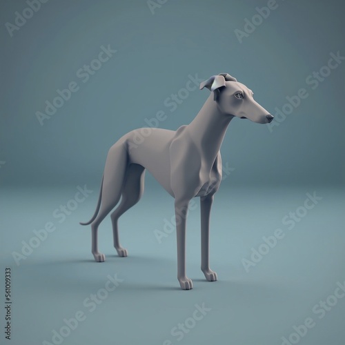 cute puppy, greyhound, 3d character