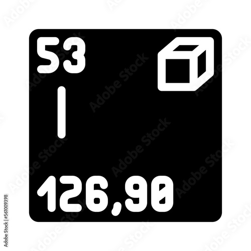iodine chemical element glyph icon vector. iodine chemical element sign. isolated symbol illustration