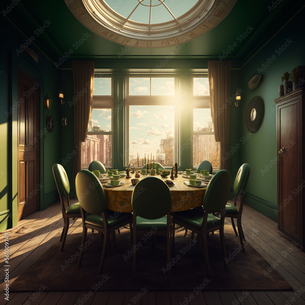 Aesthetic cinematic dining room 
