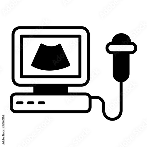 Ultrasound machine vector icon in trendy style, medical device