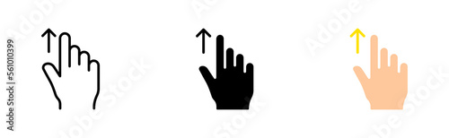 Different types of cursors set icon. Hand, press, button, hourglass, loading, arrow, zoom in, text selection, moving, waiting, busy, working. Vector icon in line, black and colorful style