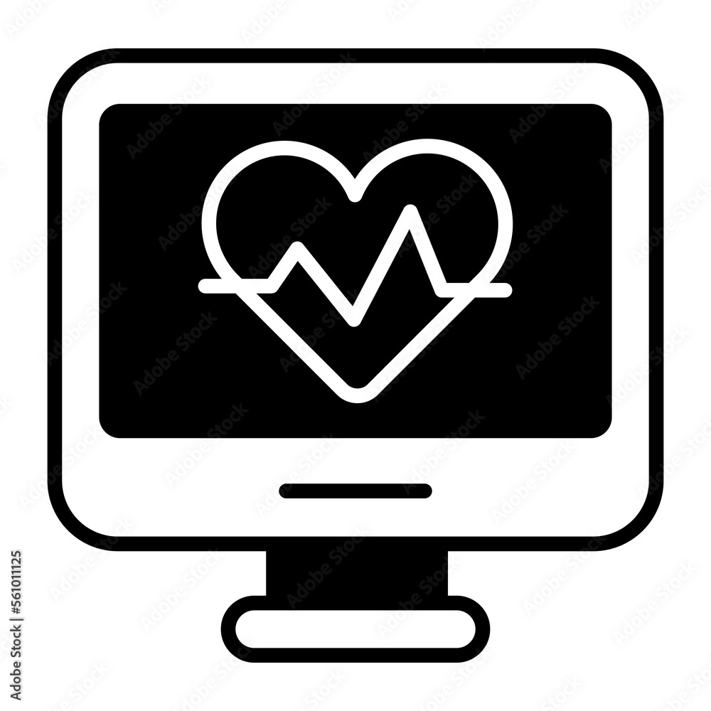 An icon of health monitor in modern style, pulse monitor An icon of health monitor in modern style, pulse monitor