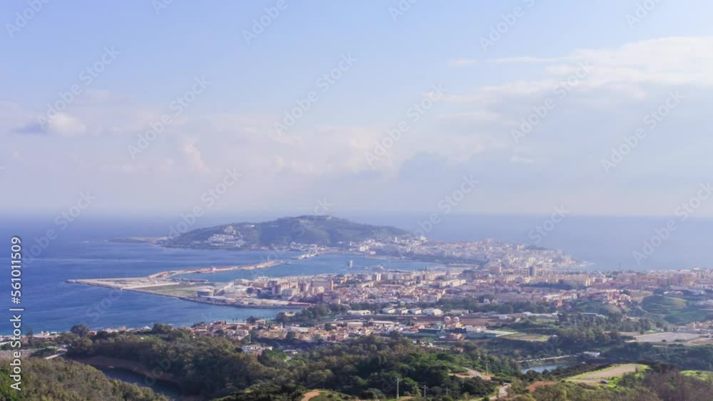 Timelapse of clouds flying over the city of Ceuta in Spain, beautiful Timelapse of clouds flying over the city of Ceuta in Spain, beautiful