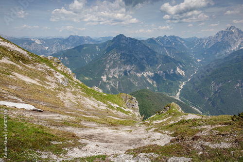 Beautiful mountain trail Monte Montusel in Friuli-Venezia Giulia, Italy