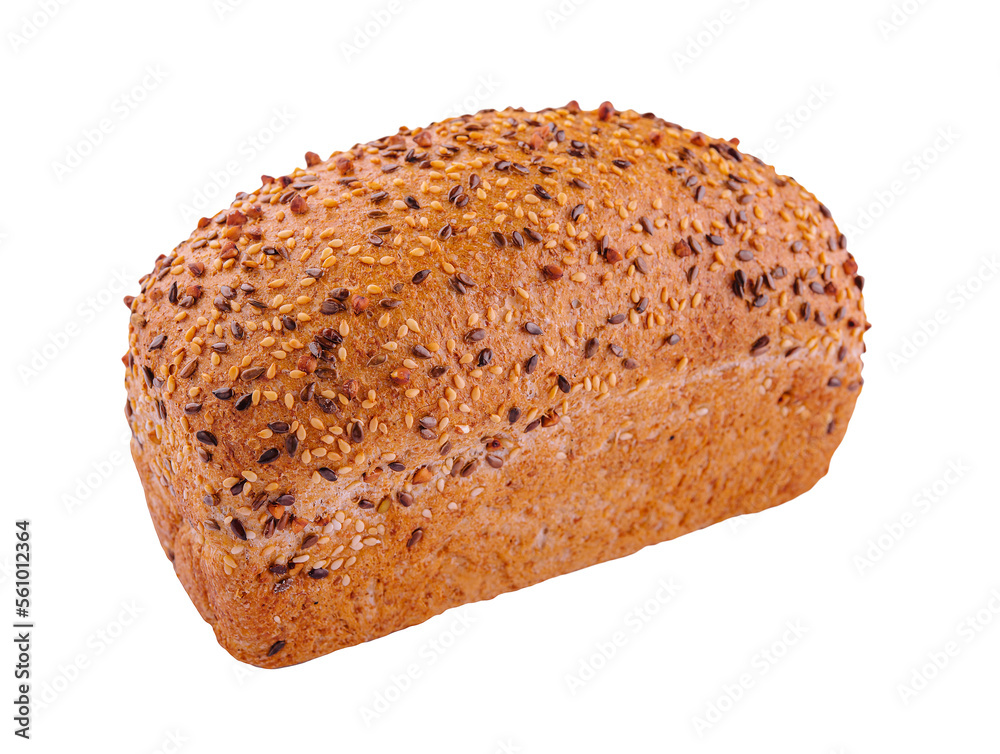 bread with seeds on a white background bread with seeds on a white background