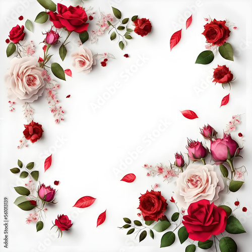 A stunning image featuring a red and pink rose flower with a blank space in the middle, perfect for adding text or overlaying graphics. This photo is ideal for use on social media, websites
