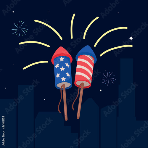 fireworks with usa flag