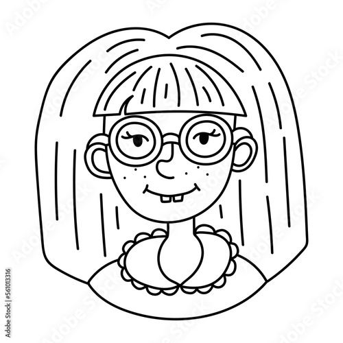 Black and white doodle clipart. A simple portrait of a man. Easy to change color.