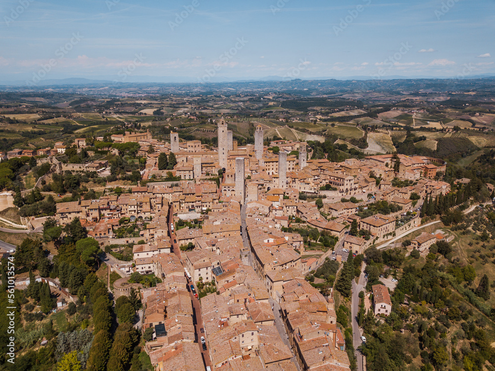 The old tuscany city San Gimignano with its tall towers 
