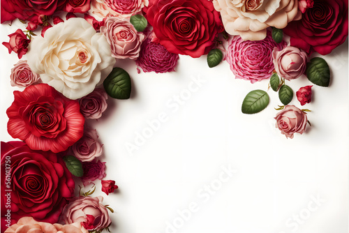 A stunning image featuring a red and pink rose flower with a blank space in the middle  perfect for adding text or overlaying graphics. This photo is ideal for use on social media  websites