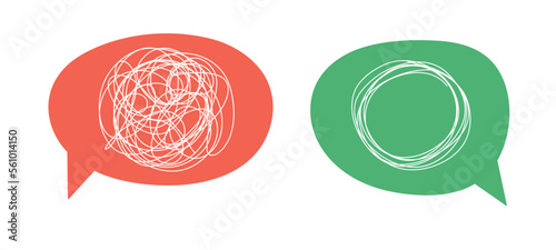 mental health concept. hands with black chaos line. brain like puppet in terapy. Flat vector illustration