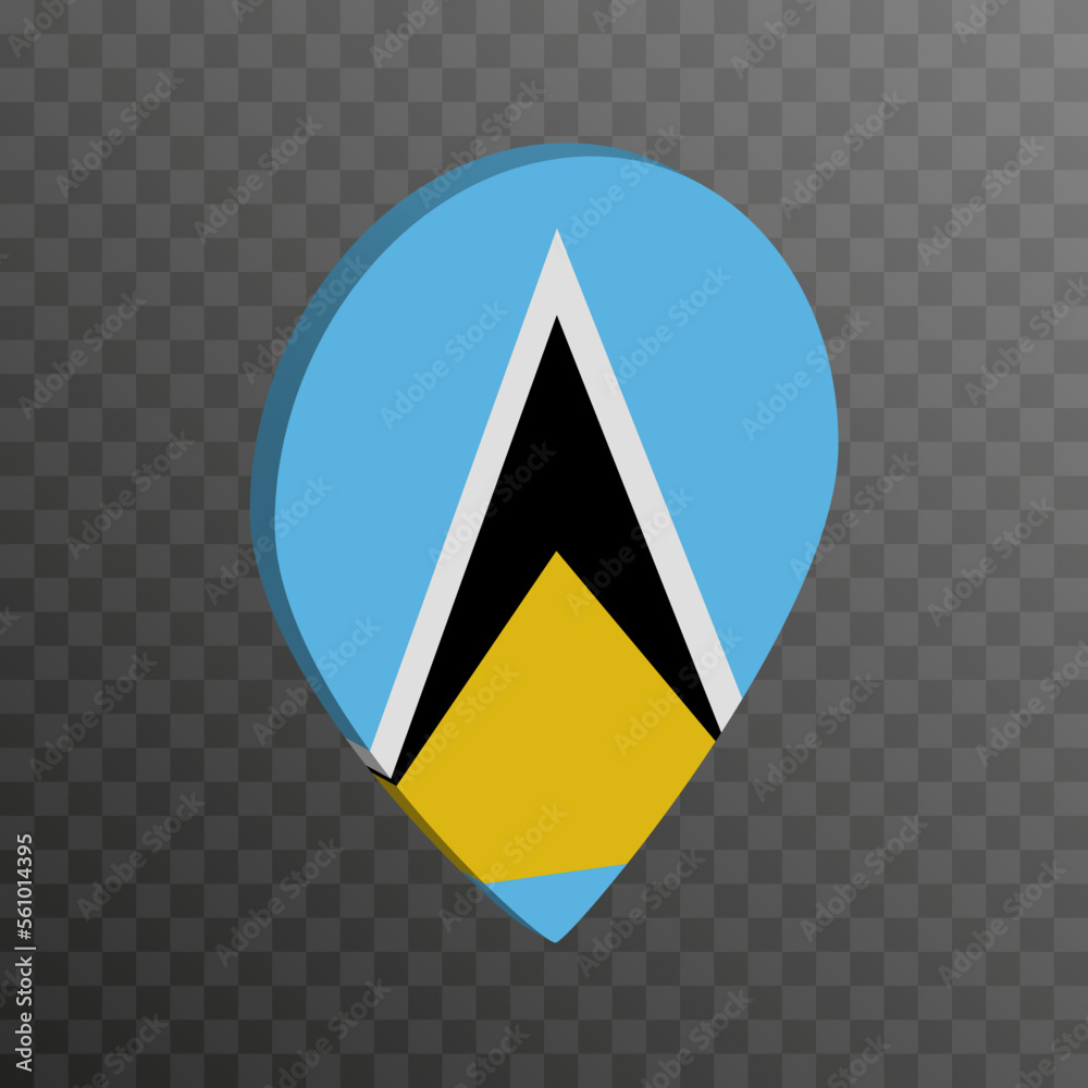 Map pointer with Saint Lucia flag. Vector illustration. Map pointer with Saint Lucia flag. Vector illustration.