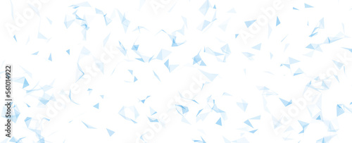 Blue colored network triangle shapes pattern on clean white copy space illustration background. 