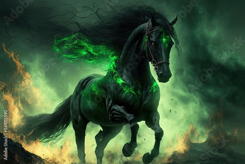 illustration of greenish gray Horse from revelation 6:8  © QuietWord