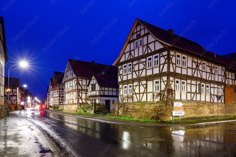 Naklejka premium The historic Village of Herleshausen at night