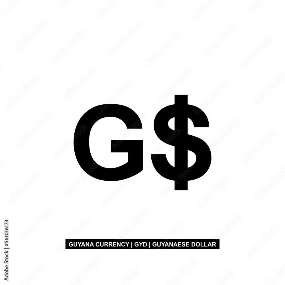 Guyana Currency, Guyanaese Dollar Icon, GYD Sign. Vector Illustration Guyana Currency, Guyanaese Dollar Icon, GYD Sign. Vector Illustration