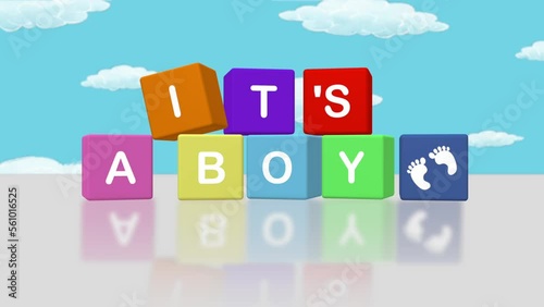 It's A Boy - Baby Gender Reveal on Toy Blocks in 4K