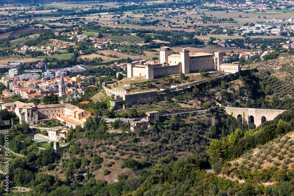 Spoleto, Perugia.Veduta aerea della Rocca Albornoziana
