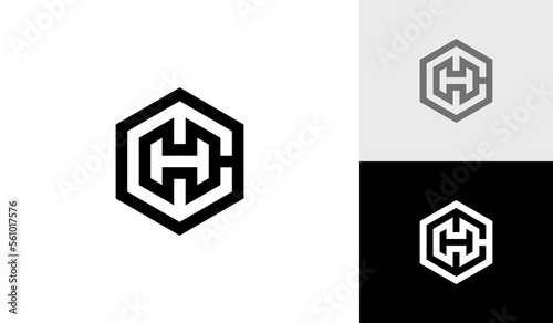 Letter CH or HC hexagon monogram logo design vector