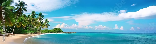 Beautiful tropical beach and sea in the natural scenery on a bright day. beach and ocean location.