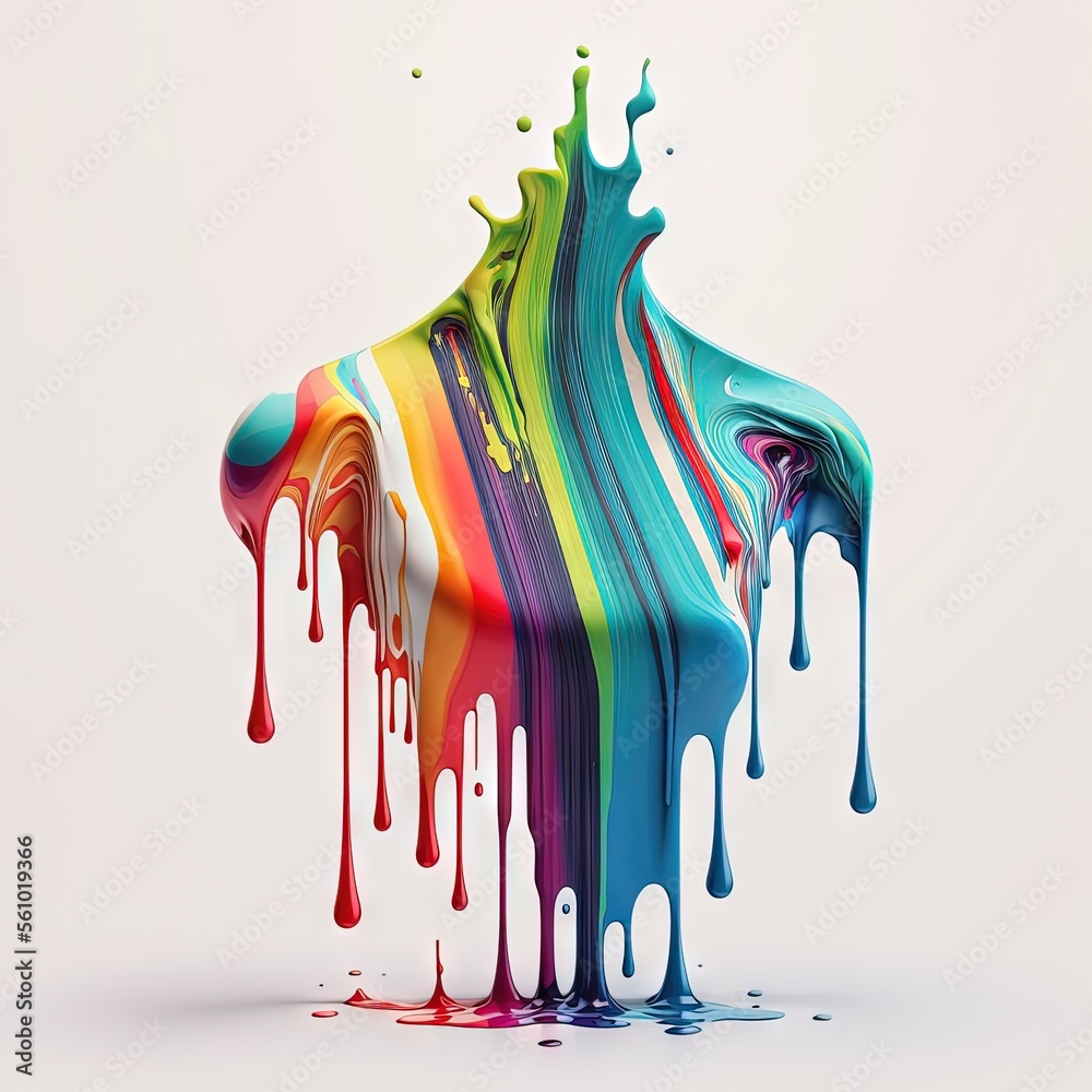 corps dégoulinant de peinture abstraite, coloré