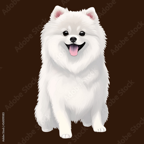 cute pomeranian drawn digital painting watercolor illustration