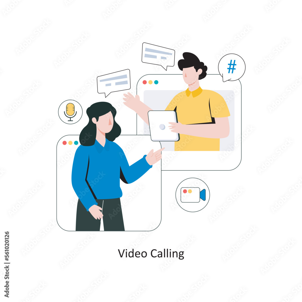 Video Calling flat style design vector illustration. stock illustration