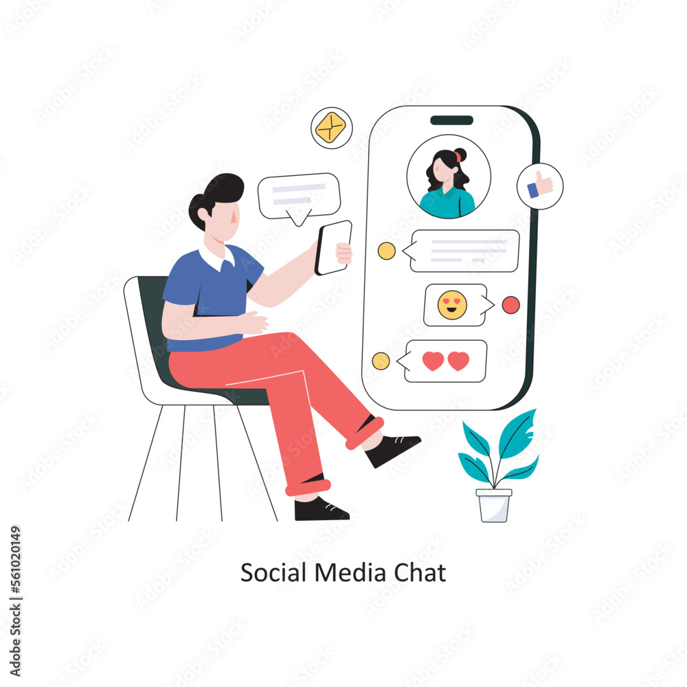 Social Media Chat flat style design vector illustration. stock illustration