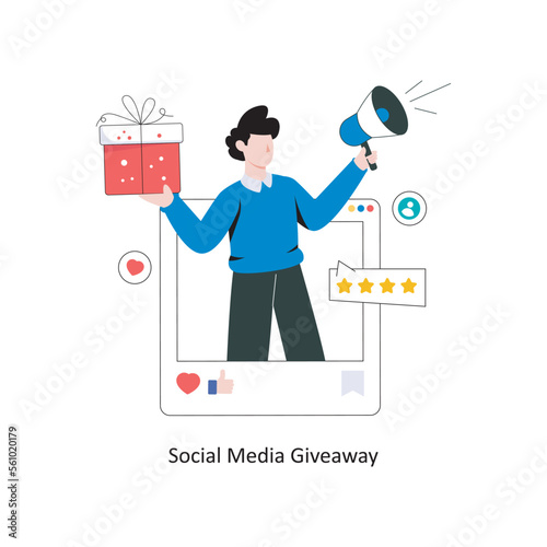 Social Media Giveaway flat style design vector illustration. stock illustration