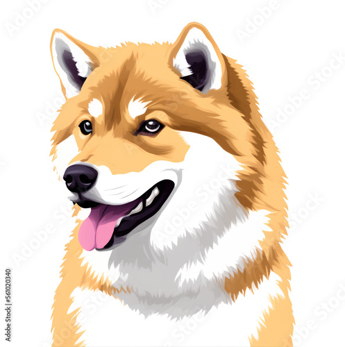 shiba inu drawn digital painting watercolor illustration