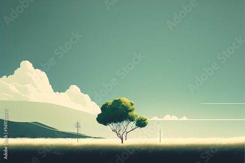 paysage minimaliste avec un arbre  vecteur  arri  re-plan